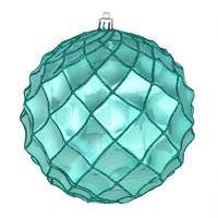 Vickerman 4" Teal Shiny Form Ball Ornament (6 pack)