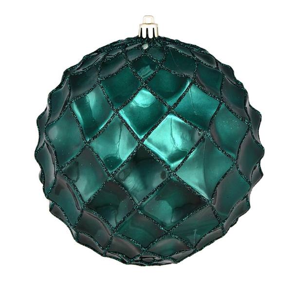 4" Sea Blue Shiny Form Ball Ornament (6 pack)