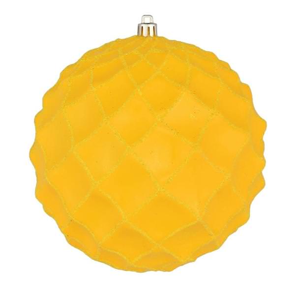 4" Yellow Shiny Form Ball Ornament (6 pack)