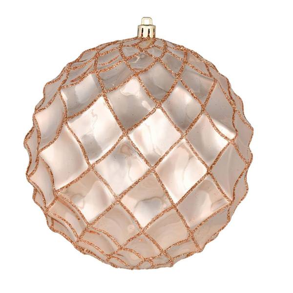 4" Cafe Latte Shiny Form Ball Ornament (6 pack)