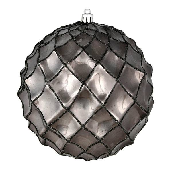 6" Gunmetal Shiny Form Ball Ornament (4 pack)