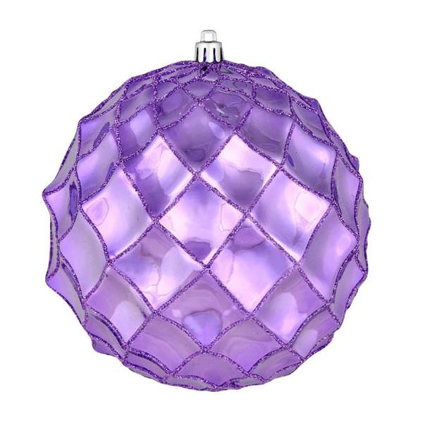 6" Lavender Shiny Form Ball Ornament (4 pack)