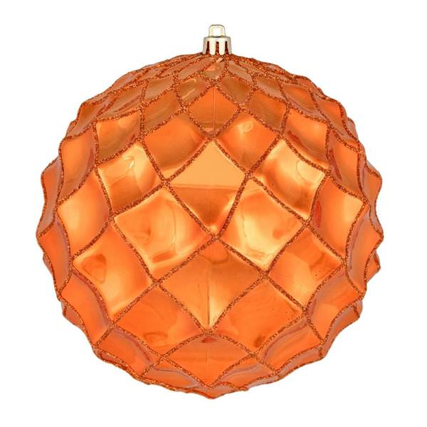 4" Burnished Orange Shiny Form Ball Ornament (6 pack)