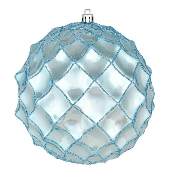 4" Baby Blue Shiny Form Ball Ornament (6 pack)
