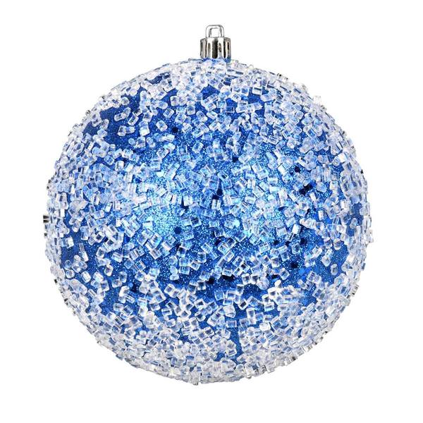 4" Blue Glitter Hail Ball Ornament (6 pack)