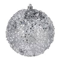 View 6" Silver Glitter Hail Ball Ornament (4 pack)