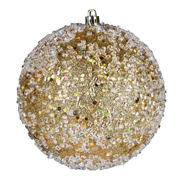 8" Gold Glitter Hail Ball Ornament