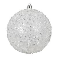 View 6" White Glitter Hail Ball Ornament (4 pack)