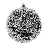 View 6" Black Glitter Hail Ball Ornament (4 pack)