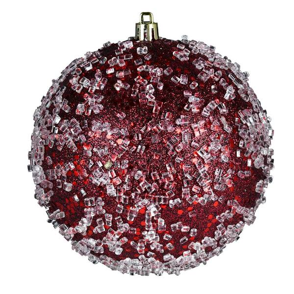 6" Wine Glitter Hail Ball Ornament (4 pack)