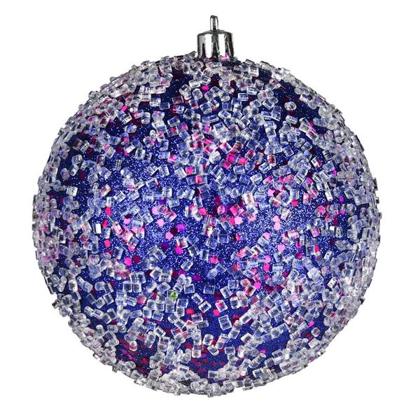 4" Cobalt Blue Glitter Hail Ball Ornament (6 pack)