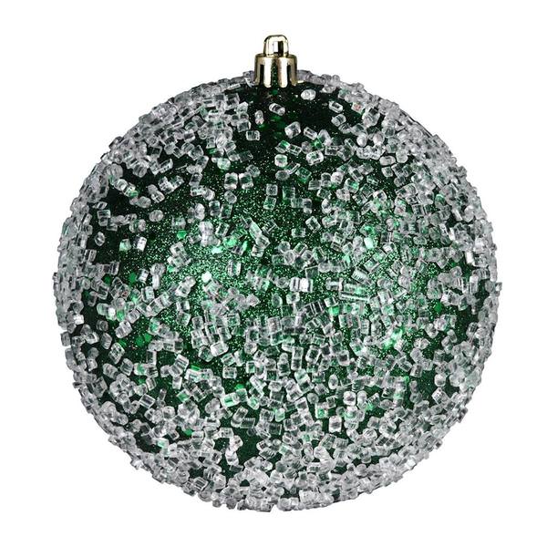 4.75" Emerald Glitter Hail Ball Ornament (4 pack)