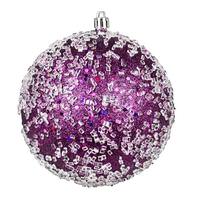 View 4.75" Plum Glitter Hail Ball Ornament (4 pack)