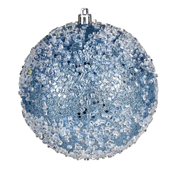 4" Periwinkle Glitter Hail Ball Ornament (6 pack)