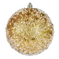 Vickerman 6" Honey Gold Glitter Hail Ball Ornament (4 pack)