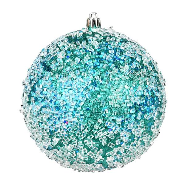 10" Teal Glitter Hail Ball Ornament