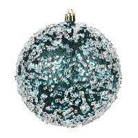 Vickerman 4" Sea Blue Glitter Hail Ball Ornament (6 pack)