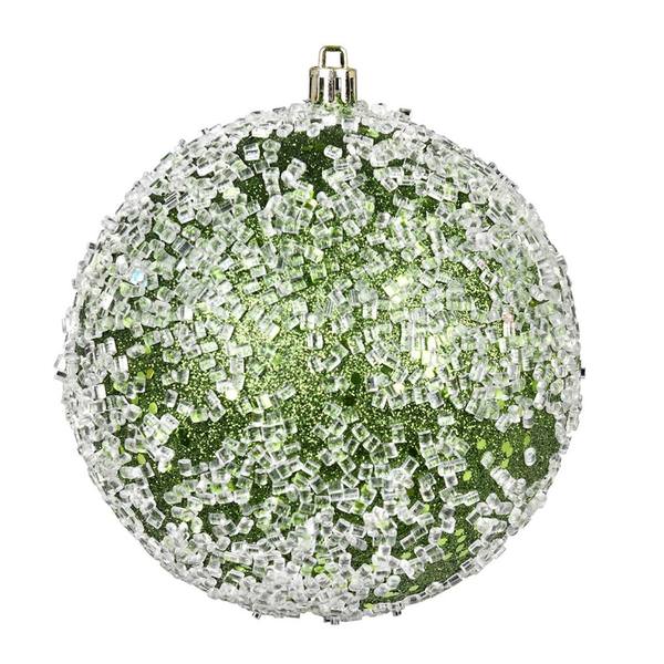 4.75" Moss Green Glitter Hail Ball Ornament (4 pack)