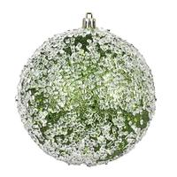 View 4.75" Moss Green Glitter Hail Ball Ornament (4 pack)