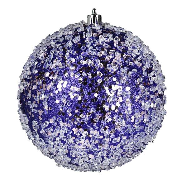 4.75" Purple Glitter Hail Ball Ornament (4 pack)