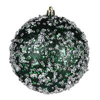 Vickerman 4" Midnight Green Glitter Hail Ball Ornament (6 pack)