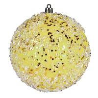Vickerman 4" Yellow Glitter Hail Ball Ornament (6 pack)
