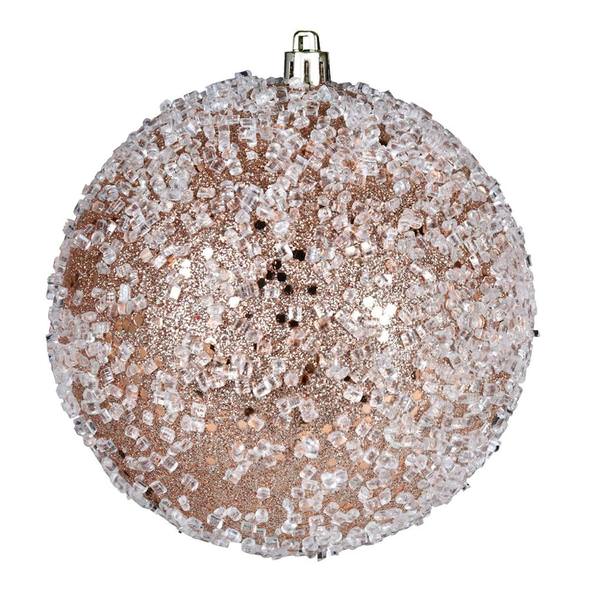 4.75" Cafe Latte Glitter Hail Ball Ornament (4 pack)