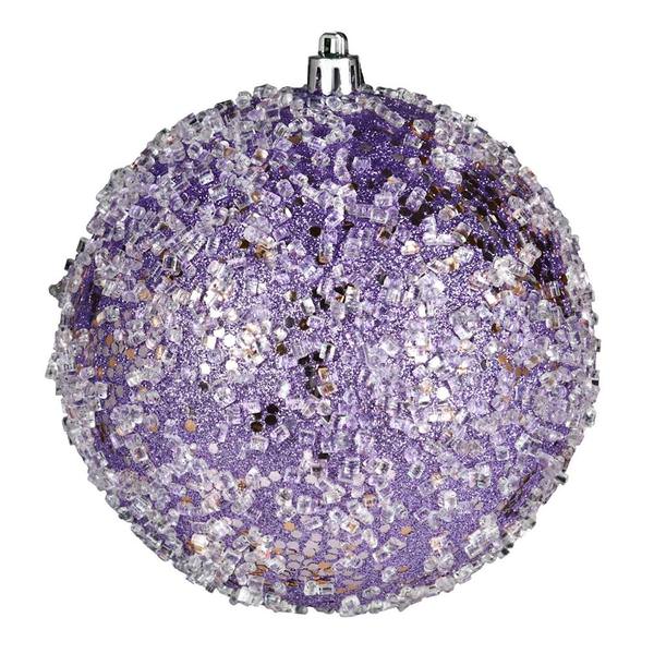 6" Lavender Glitter Hail Ball Ornament (4 pack)