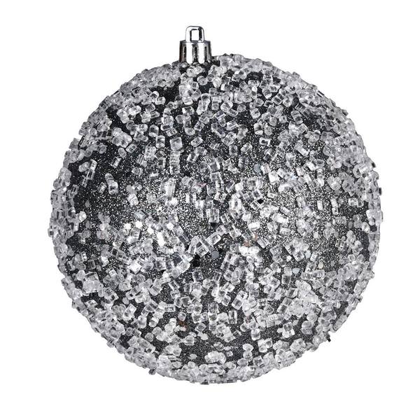 6" Limestone Glitter Hail Ball Ornament (4 pack)