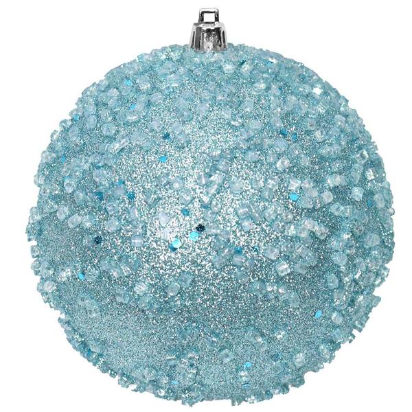4.75" Baby Blue Glitter Hail Ball Ornament (4 pack)