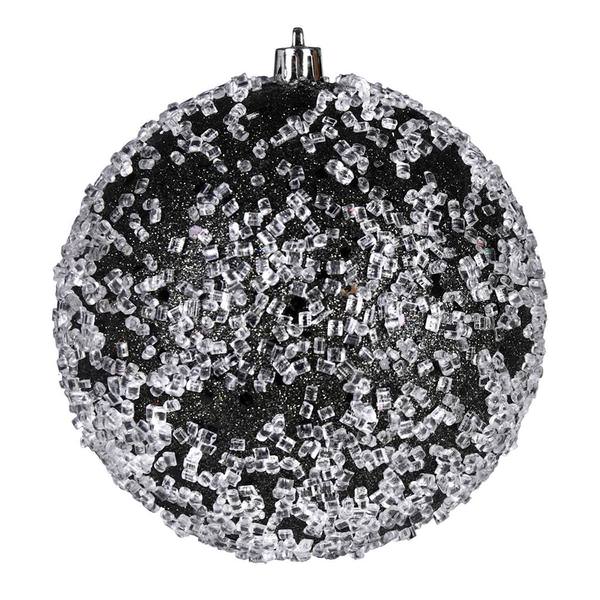 4.75" Gunmetal Glitter Hail Ball Ornament (4 pack)