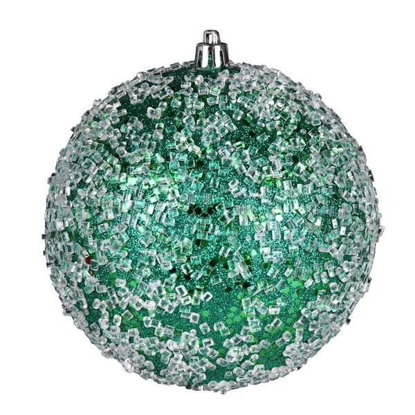 6" Seafoam Green Glitter Hail Ball Ornament (4 pack)