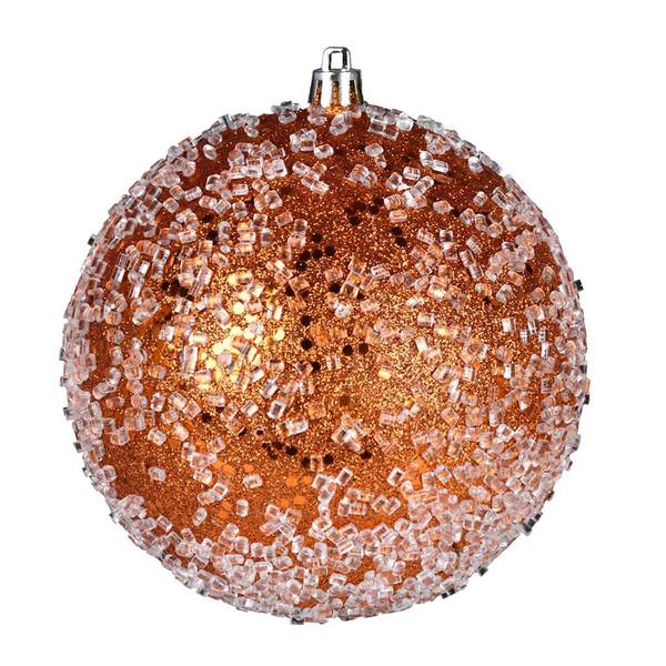 4" Burnished Orange Glitter Hail Ball Ornament (6 pack)
