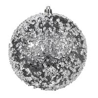 View 8" Pewter Glitter Hail Ball Ornament
