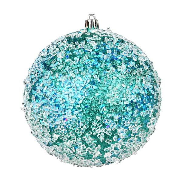 12" Teal Glitter Hail Ball Ornament