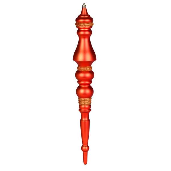 20" Burnished Orange Matte Finial Ornament