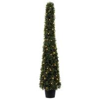 Vickerman 4' Artificial Potted Boxwood Cone 100 Warm White LED Lights