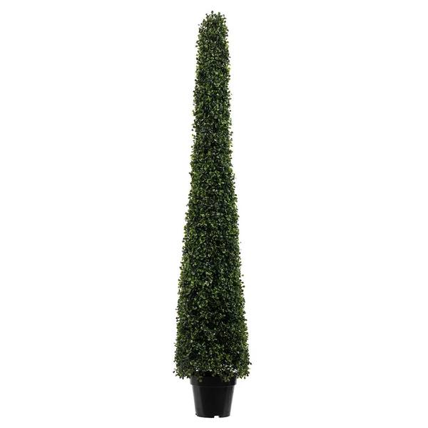5' Artificial Potted Boxwood Cone