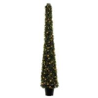 Vickerman 5' Artificial Potted Boxwood Cone 150 Warm White LED Lights