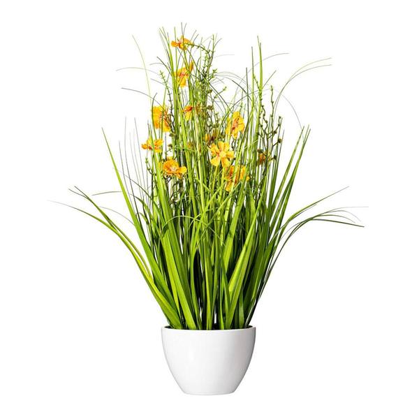 22.5" Artificial Yellow Potted Cosmos Grass