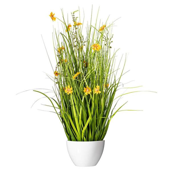 31" Artificial Yellow Potted Cosmos Grass