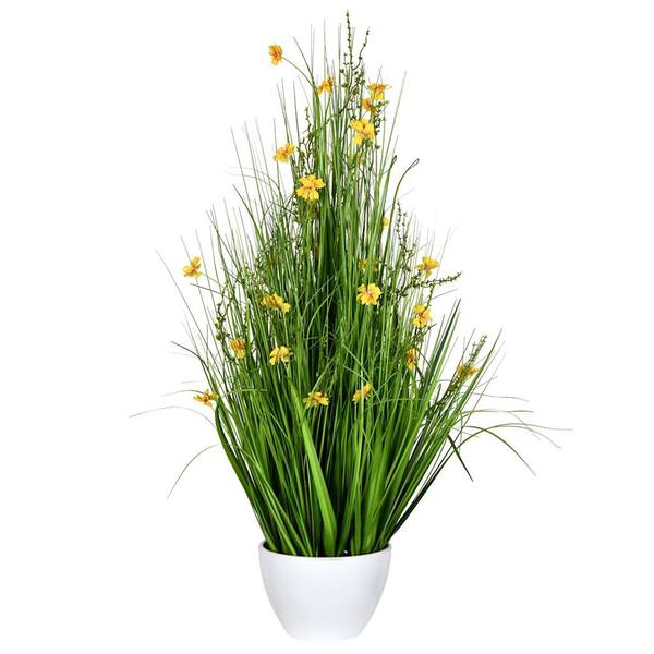 42" Artificial Yellow Potted Cosmos Grass