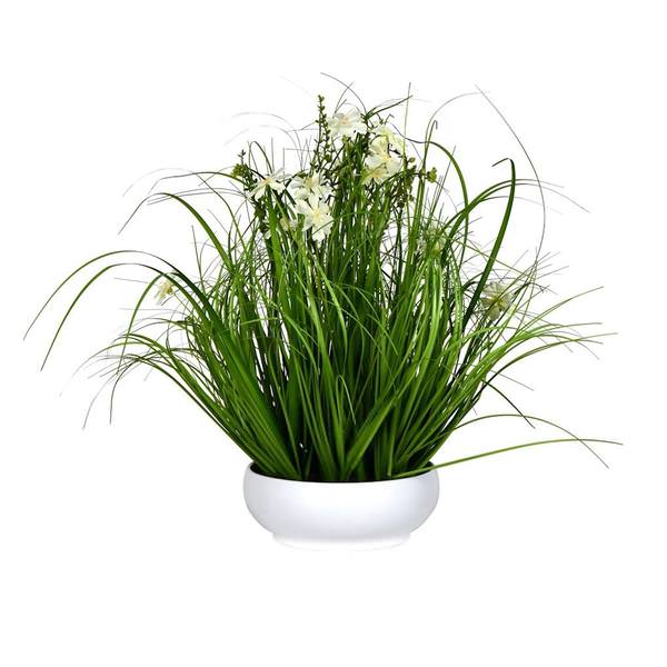 21" Artificial Cream Potted Cosmos Grass