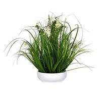 Vickerman 21" Artificial Cream Potted Cosmos Grass