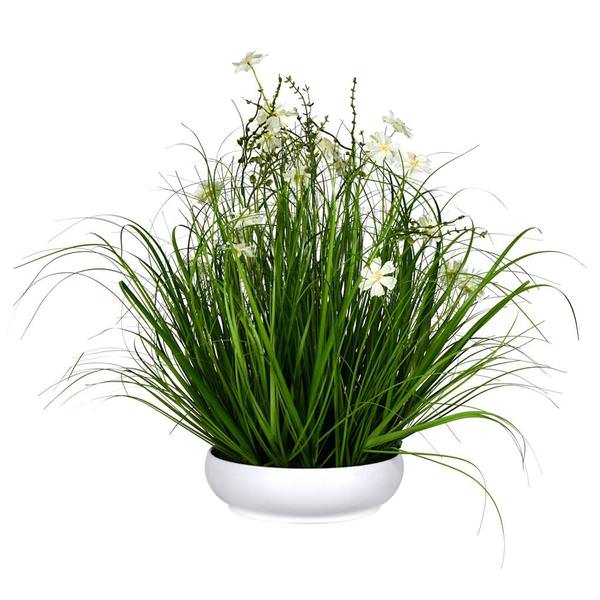 25" Artificial Cream Potted Cosmos Grass