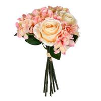 Vickerman 14" Artificial Pink Rose Hydrangea Bundle