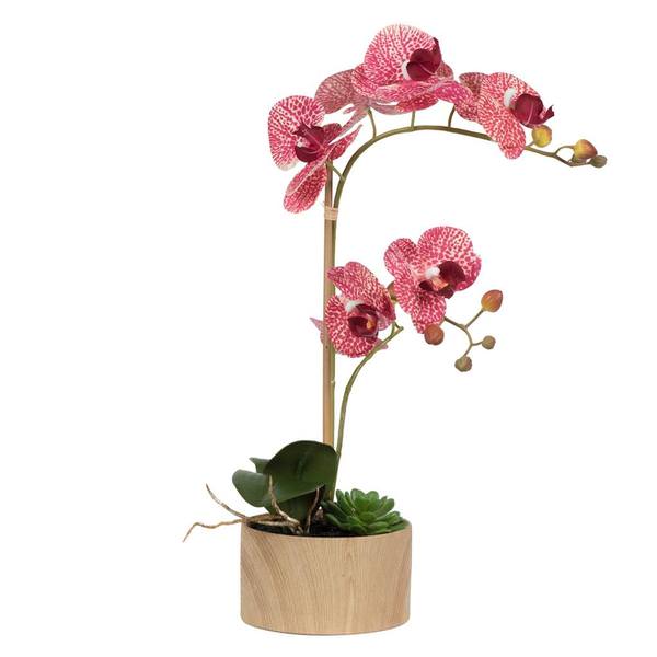 18" Artificial Mauve Orchid and Succulent Arrangement