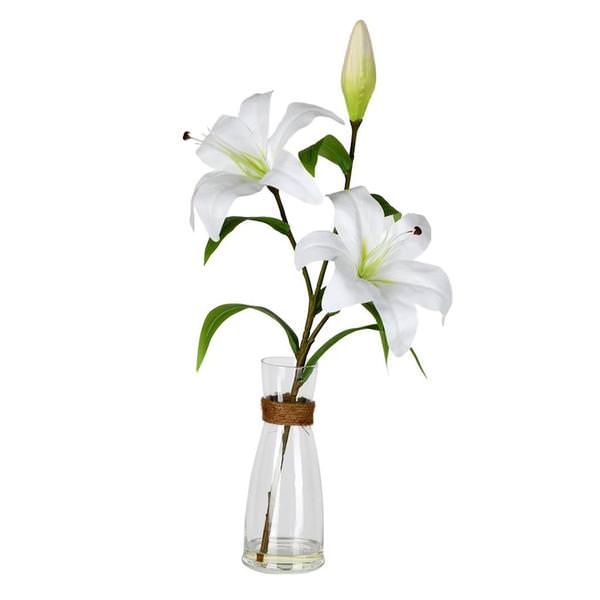 16.5" Artificial White Lily Floral Arrangement