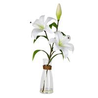 Vickerman 16.5" Artificial White Lily Floral Arrangement