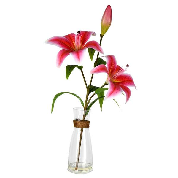 16.5" Artificial Pink Lily Floral Arrangement